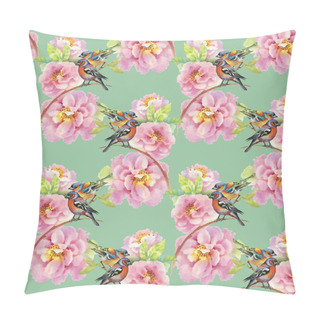 Personality  Birds With Garden Flowers Pillow Covers