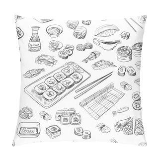 Personality  Sushi And Rolls Seamless Pattern Pillow Covers