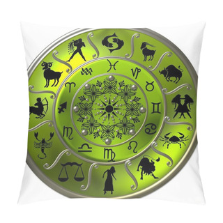 Personality  Green Zodiac Disc With Signs And Symbols Pillow Covers