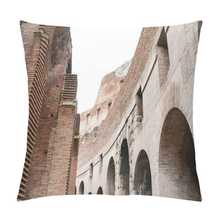 Personality  Low Angle View Of Historical Walls Of Colosseum Against Cloudy Sky  Pillow Covers