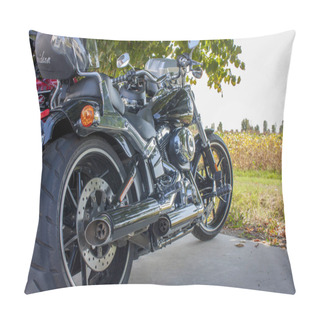 Personality  Chopper Motorcycle Parked  Pillow Covers