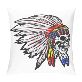 Personality  Indian  Chief  Skull Illustration   Pillow Covers