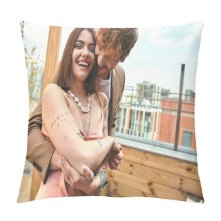 Personality  A Man And Woman Sharing A Heartfelt Hug, Expressing Love, Connection, And Intimacy In A Warm Embrace Pillow Covers