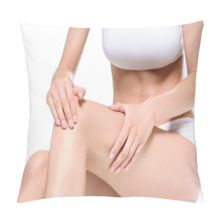 Personality   Woman Applying Cream To Legs Pillow Covers