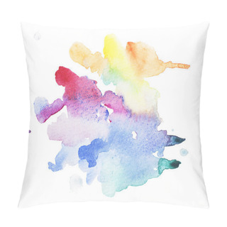 Personality Abstract Watercolor Aquarelle Hand Drawn Colorful Art Paint Splatter Stain On White Background. Pillow Covers