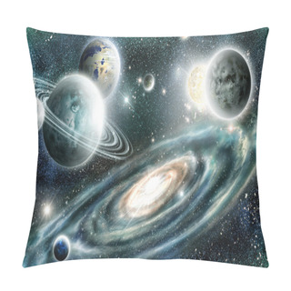 Personality  Solar System And Spiral Galaxy Pillow Covers