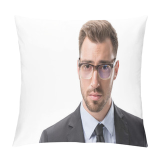 Personality  Young Businessman In Eyeglasses Pillow Covers