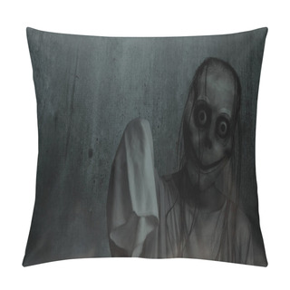 Personality  Scary Momo Standing In The Dark Background. Scary Face For Halloween. Halloween Concept Pillow Covers