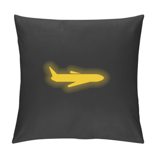 Personality  Airplane Yellow Glowing Neon Icon Pillow Covers