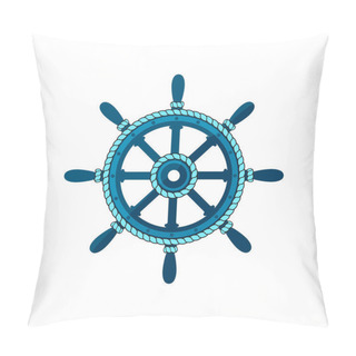 Personality  The Ship's Wheel Is Decorated With A Sea Rope. Vector Image Isolated On A White Background. Pillow Covers