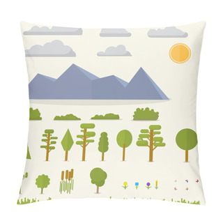 Personality  Flat Set Of Landscape Elements Pillow Covers