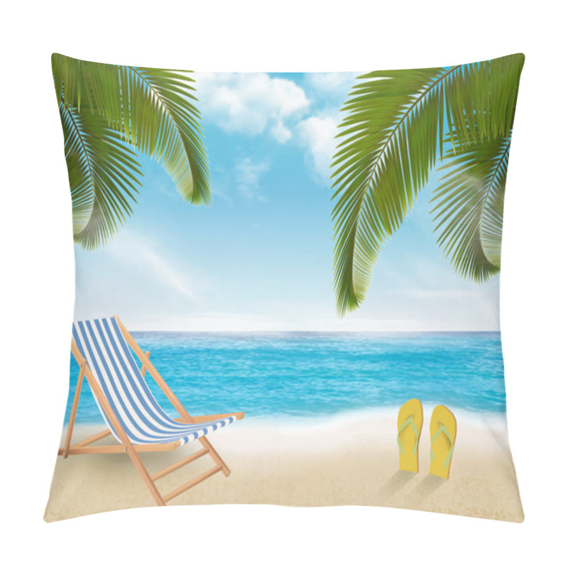 Personality  Palm Leaves On Beach. Vector Illustration.  Pillow Covers