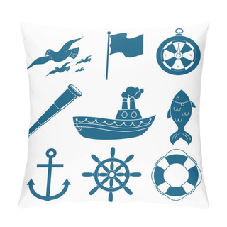 Personality  Nautical, Marine Icons Set Pillow Covers