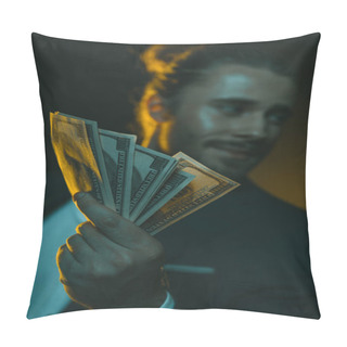 Personality  Man Holding Us Dollar Banknotes Pillow Covers