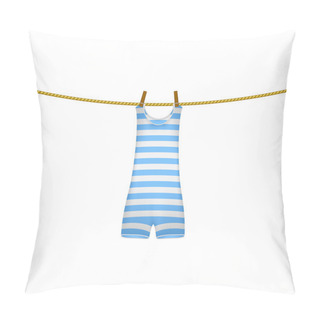 Personality  Striped Retro Swimsuit Hanging On Rope Pillow Covers