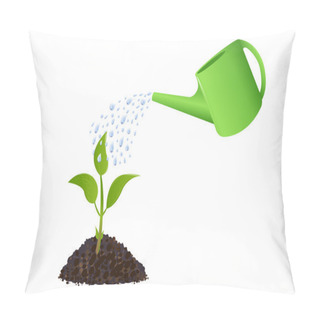Personality  Green Young Plant With Watering Can Pillow Covers