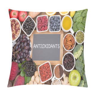 Personality  Food Sources Of Natural Antioxidants Such As Fruits, Vegetables, Nuts And Cocoa Powder. Antioxidants Neutralize Free Radicals Pillow Covers