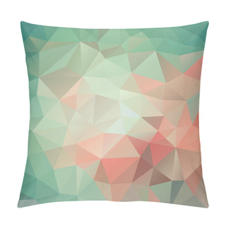 Personality  Vector Retro Abstract Irregular Polygon Background With A Triangle Pattern In Green And Old Pink Color Pillow Covers