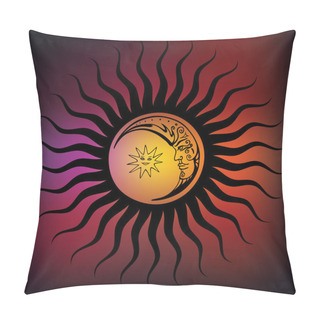 Personality  Vintage Sky, Sun, Moon, Clouds, Stars. Pillow Covers
