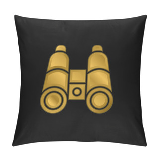 Personality  Binocular Gold Plated Metalic Icon Or Logo Vector Pillow Covers