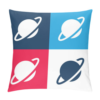 Personality  Asteroid Blue And Red Four Color Minimal Icon Set Pillow Covers