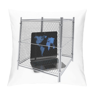 Personality  Laptop Inside A Wired Fence Pillow Covers