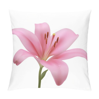 Personality  Pink Lily On A White Background. Vector Illustration. Pillow Covers