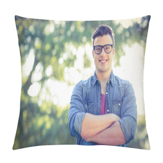 Personality  Happy Hipster Looking At Camera Pillow Covers