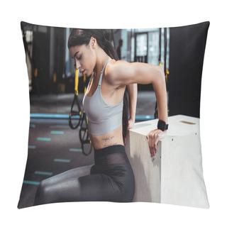 Personality  Beautufil Active Sportive Girl Exercising In Fitness Gym   Pillow Covers