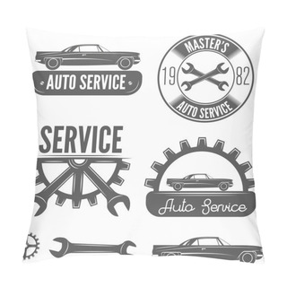 Personality  Set Of Badge, Emblem And Label Element For Mechanic, Garage, Car Repair Or Auto Service Pillow Covers