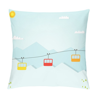 Personality  Group Of Cable Car Cabins In Mountains Pillow Covers