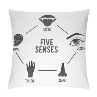 Personality  Five Senses Vector Icon Set. Pillow Covers