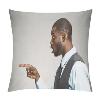 Personality  Surprised Man Pointing With Finger At Someone, Something Pillow Covers