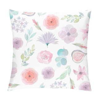 Personality  Watercolor Flowers And Leaves Seamless Pattern Pillow Covers