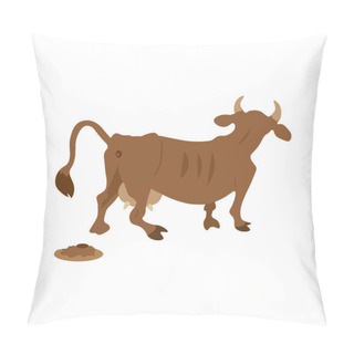 Personality  Cartoon Cow And Manure Pillow Covers