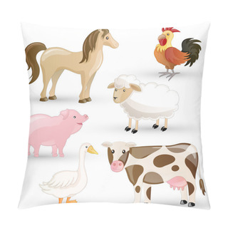 Personality  Vector Set Of Isolated Farm Animals Pillow Covers