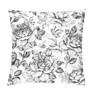 Personality  Seamless Pattern With Hand Drawn Rose  Flowers Pillow Covers