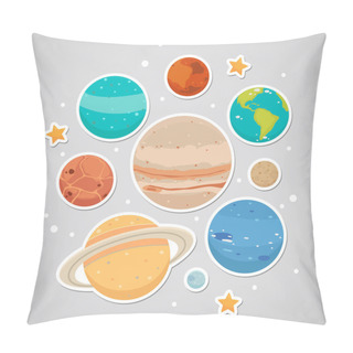 Personality  Sticker With Planets Pillow Covers