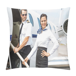 Personality  Pilot And Stewardess On Private Jet Pillow Covers