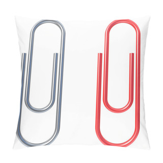 Personality  Paper Clip Isolated Over White Background Pillow Covers