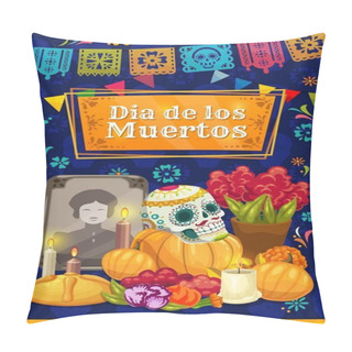 Personality  Mexican Day Of The Dead Sugar Skull On Altar Pillow Covers