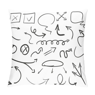 Personality  Infographic Elements On Isolation Background. Collection Of Arrows On White. Highlighters For Design. Hand Drawn Simple Symbols. Line Art. Set Of Different Signs. Doodles For Work Pillow Covers
