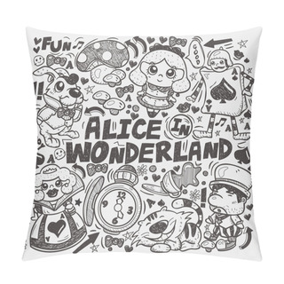 Personality  Doodle Alice In Wonderland Element Pillow Covers