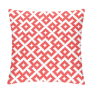 Personality  Traditional Ethnic Russian And Slavic Ornament.The Pattern Is Filled With Red Circles. Pillow Covers