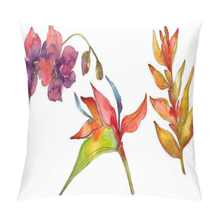 Personality Flowers Isolated On White. Watercolor Background Illustration Set.  Pillow Covers