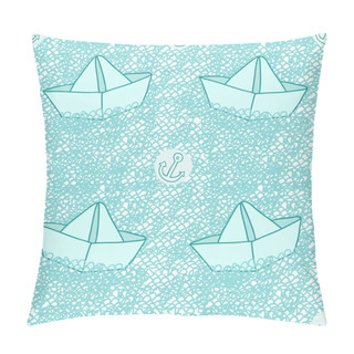 Personality  Seamless Funny Pattern With Anchors And Paper Ships Pillow Covers