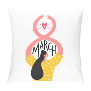 Personality  8 March Inspirational Women's Day Greeting Card Template, Spring Holiday Poster Pillow Covers