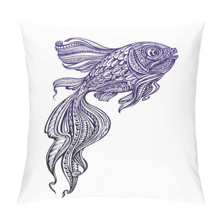 Personality  Hand Drawn Fish With Ethnic Elements. Vector Illustration Pillow Covers