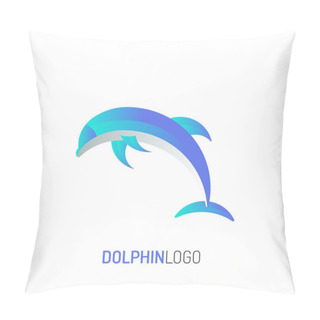 Personality  Dolphin Logo | Jumping Dolphin | With Golden Ratio Technique And Gradient Color Pillow Covers
