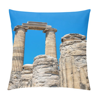 Personality  Broken Columns In The Temple Of Apollo At Didyma, Turkey, On A Sunny Summer Day Pillow Covers